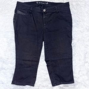 LEE Women’s Classic Fit Black Denim Jean Capri Plus Size 16W Medium